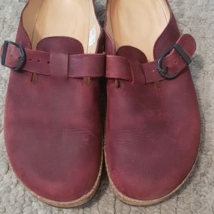 Haflinger slip on clog shoes maroon women's